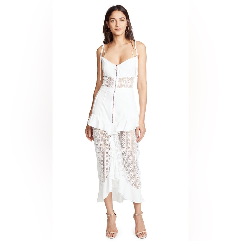 NEW WITH TAGS - For Love and Lemons Lovebird Lace Midi Dress Size Medium - Picture 4 of 10